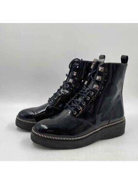 Michael Kors Women's Patent Leather Shoe Size 8.5 Dark Navy Blue Solid Boots